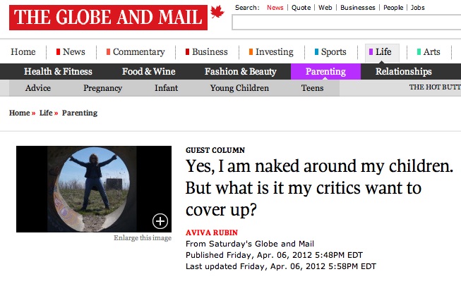 Globe and Mail article by Aviva Rubin