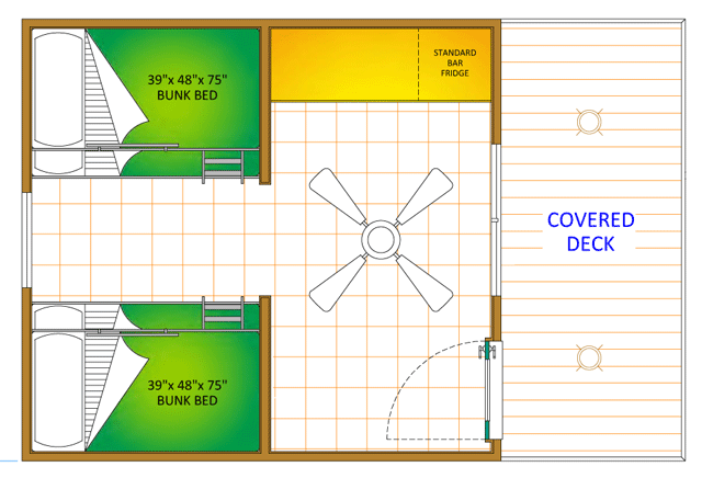 Floor plan of the Bare Oaks Cozy Cabins