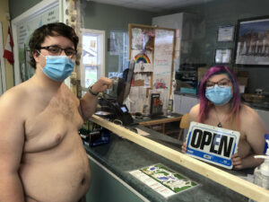 office staff wearing masks