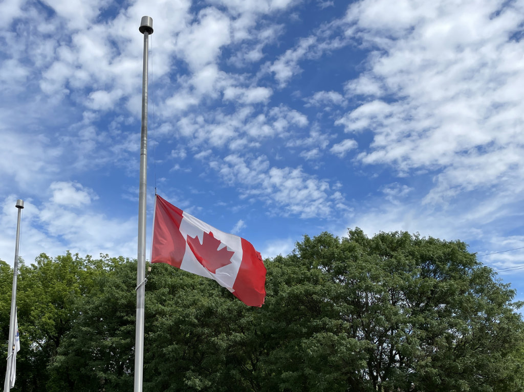 Canadian Flag at Half Mast in East Gwillimbury