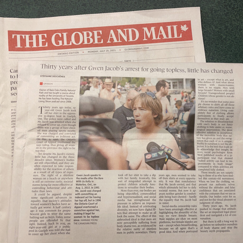 Globe and Mail Opinion Column about Gwen Jacob 30th anniversary of her arrest