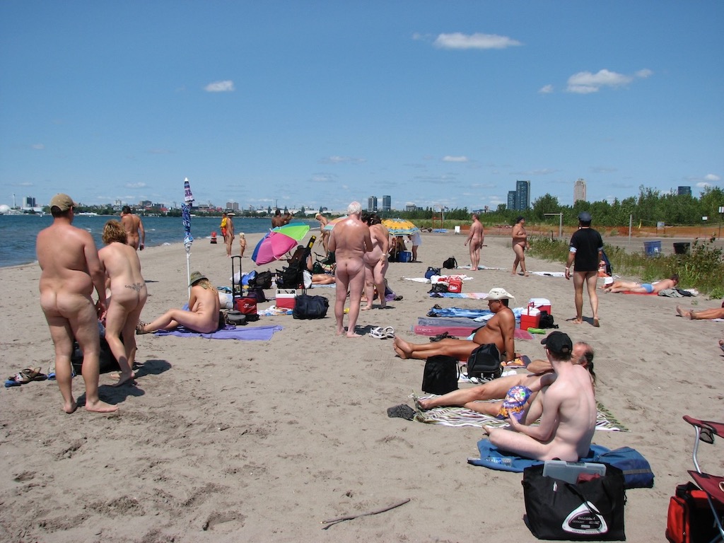 naturists and nudists on Hanlan's Point nude beach in Toronto